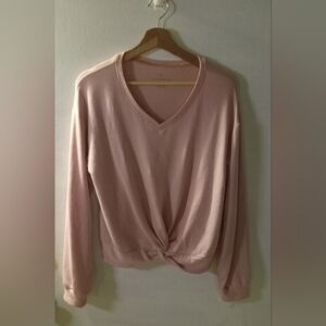 Danskin Pink V-Neck Sweater with Relaxed Fit